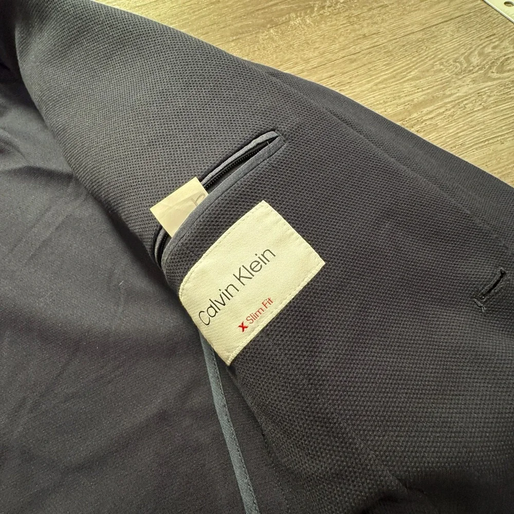 Calvin Klein Sport Coat Mens 42 L Blue Unstructured Slim‎ Blazer Jacket 2 Button
